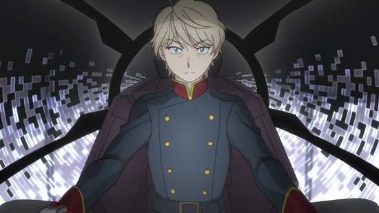 A character from aldnoah zero wearing a black trenchcoat (that